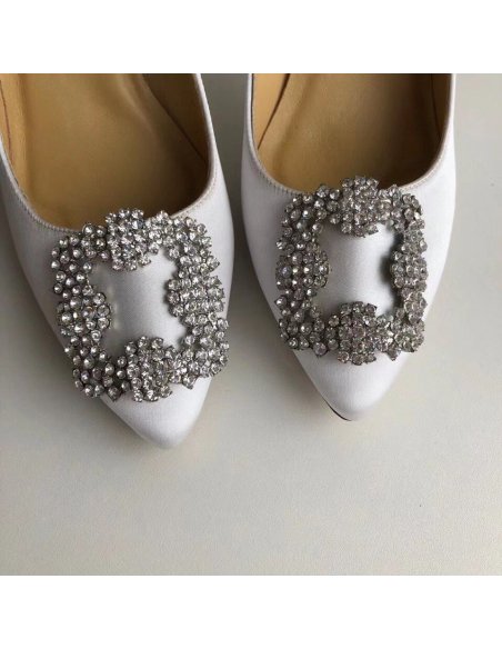 Cheap Reps Manolo Blahnik Hangisi 105 Pumps In White Satin
