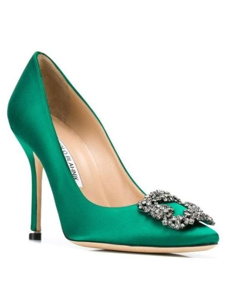 Cheap Reps Manolo Blahnik Hangisi 105 Pumps In Green Satin