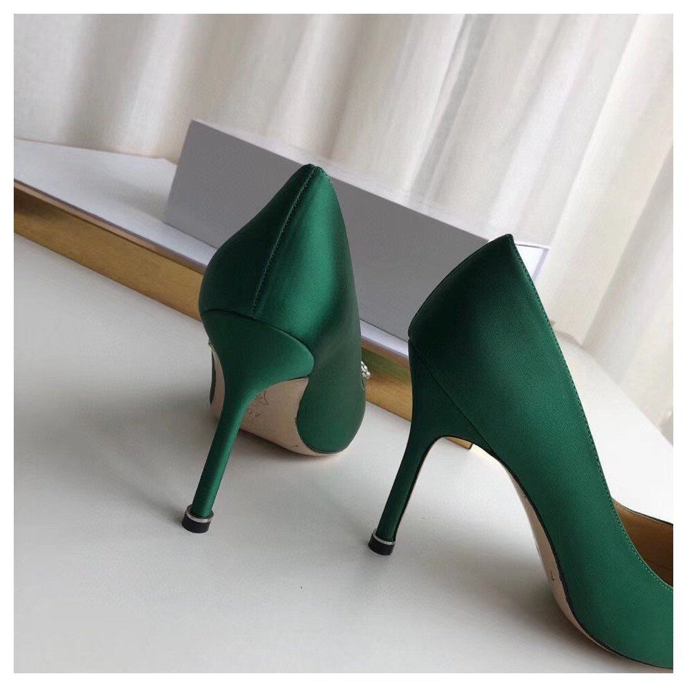 Cheap Reps Manolo Blahnik Hangisi 105 Pumps In Green Satin