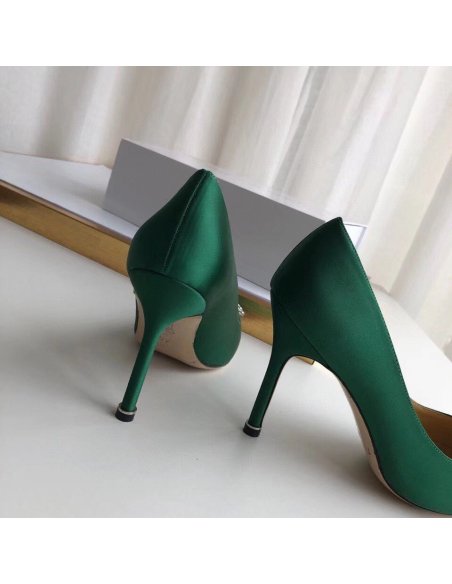 Cheap Reps Manolo Blahnik Hangisi 105 Pumps In Green Satin