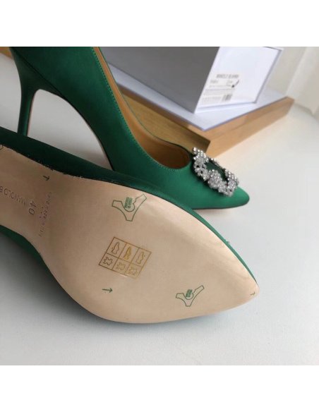Cheap Reps Manolo Blahnik Hangisi 105 Pumps In Green Satin