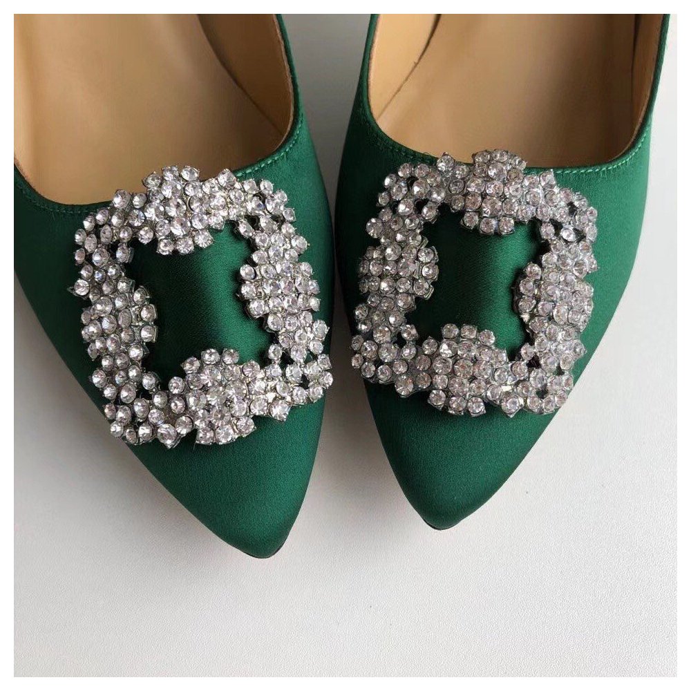 Cheap Reps Manolo Blahnik Hangisi 105 Pumps In Green Satin