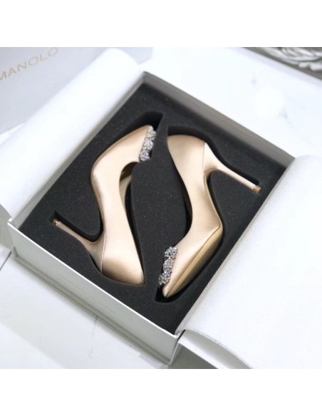Cheap Reps Manolo Blahnik Hangisi 105 Pumps In Champagne Satin