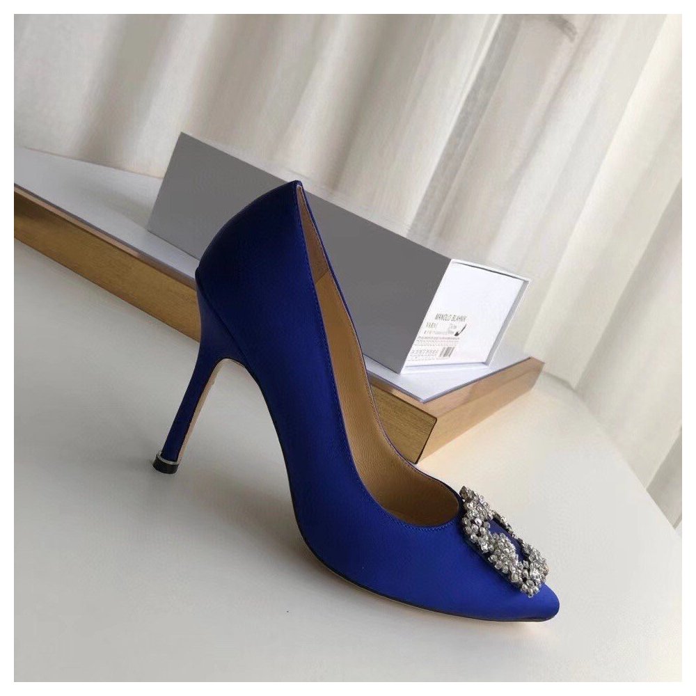Cheap Reps Manolo Blahnik Hangisi 105 Pumps In Blue Satin