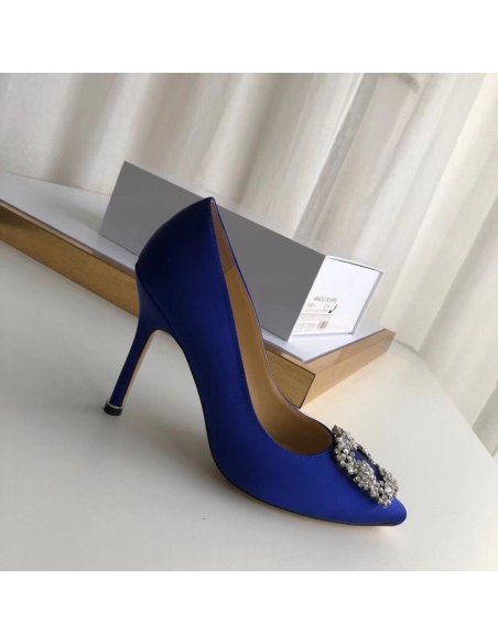 Cheap Reps Manolo Blahnik Hangisi 105 Pumps In Blue Satin