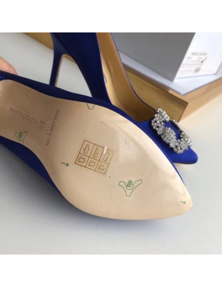 Cheap Reps Manolo Blahnik Hangisi 105 Pumps In Blue Satin