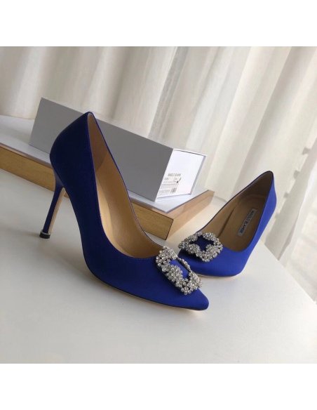 Cheap Reps Manolo Blahnik Hangisi 105 Pumps In Blue Satin