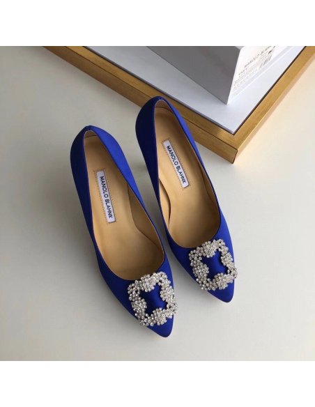 Cheap Reps Manolo Blahnik Hangisi 105 Pumps In Blue Satin