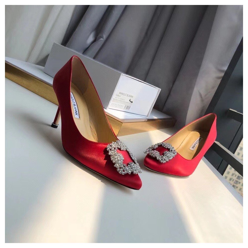 Cheap Reps Manolo Blahnik Hangisi 70 Pumps In Red Satin