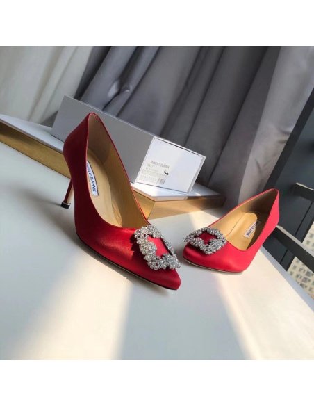Cheap Reps Manolo Blahnik Hangisi 70 Pumps In Red Satin