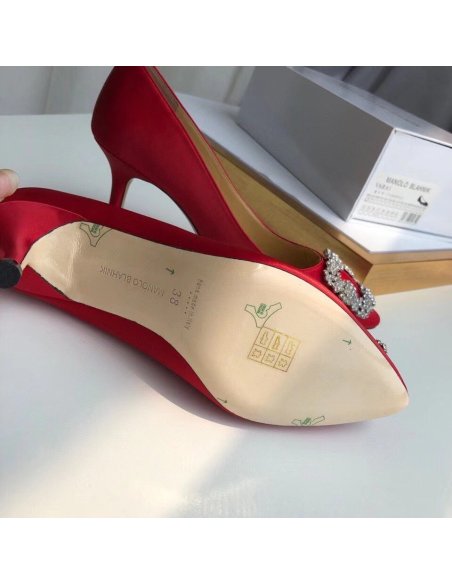 Cheap Reps Manolo Blahnik Hangisi 70 Pumps In Red Satin