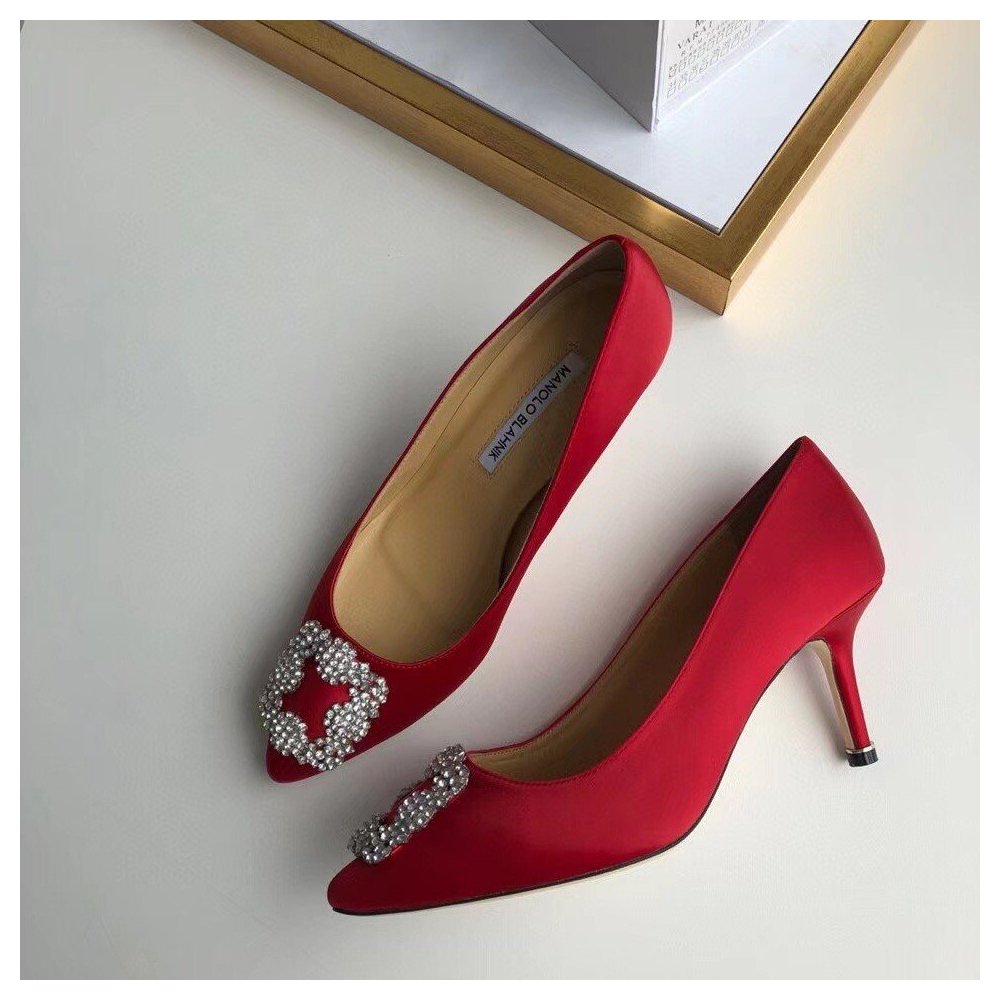 Cheap Reps Manolo Blahnik Hangisi 70 Pumps In Red Satin