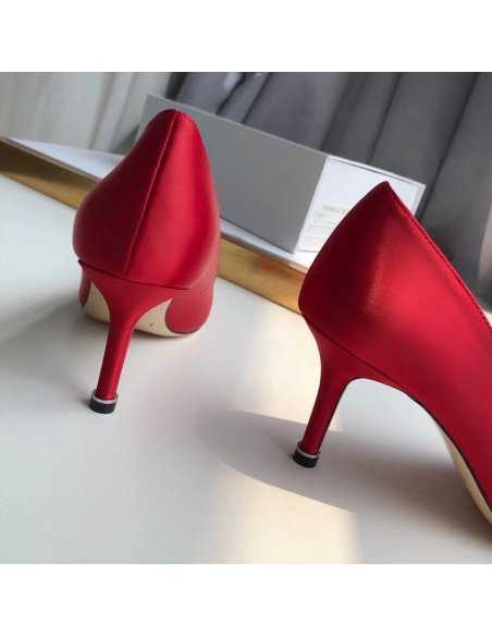 Cheap Reps Manolo Blahnik Hangisi 70 Pumps In Red Satin