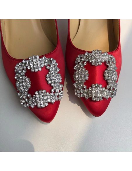 Cheap Reps Manolo Blahnik Hangisi 70 Pumps In Red Satin