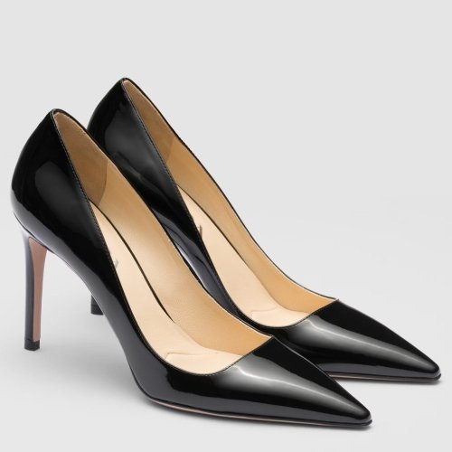 Cheap Reps Prada Pumps 95mm in Black Patent Leather