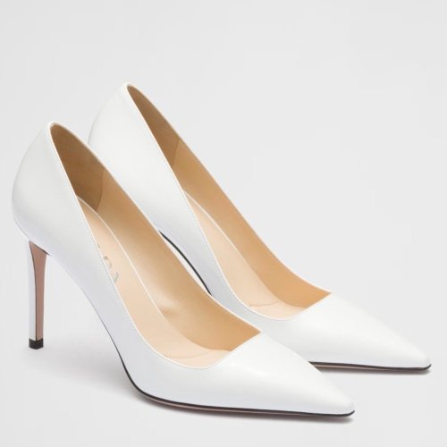 Cheap Reps Prada Pumps 95mm in White Patent Leather