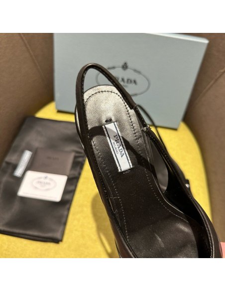 Cheap Reps Prada Slingback Pumps in Black Padded Leather