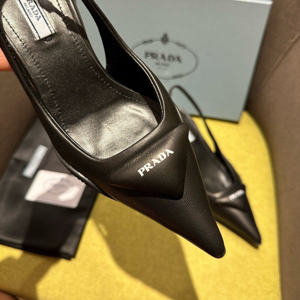 Cheap Reps Prada Slingback Pumps in Black Padded Leather
