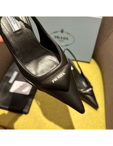 Cheap Reps Prada Slingback Pumps in Black Padded Leather
