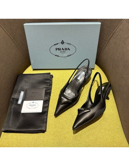 Cheap Reps Prada Slingback Pumps in Black Padded Leather
