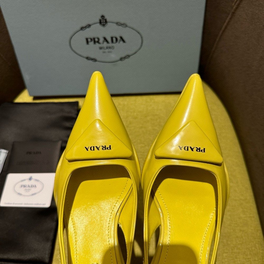 Cheap Reps Prada Slingback Pumps in Yellow Padded Leather
