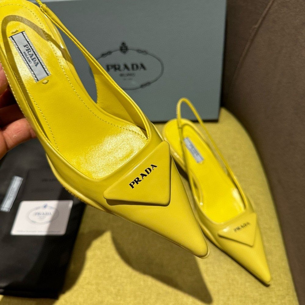 Cheap Reps Prada Slingback Pumps in Yellow Padded Leather