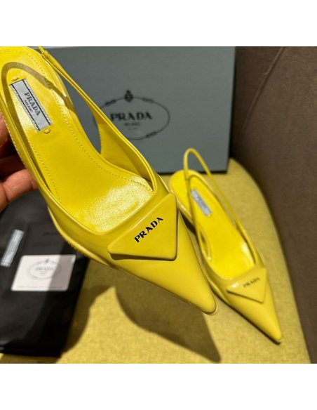 Cheap Reps Prada Slingback Pumps in Yellow Padded Leather