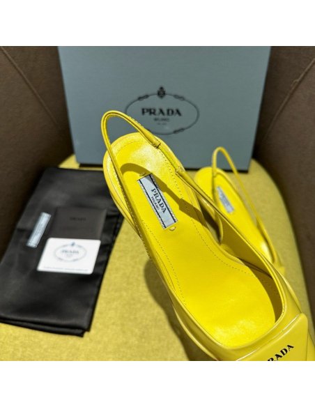 Cheap Reps Prada Slingback Pumps in Yellow Padded Leather