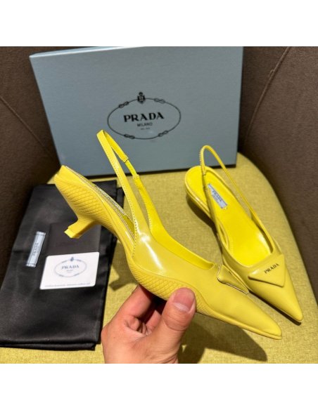 Cheap Reps Prada Slingback Pumps in Yellow Padded Leather