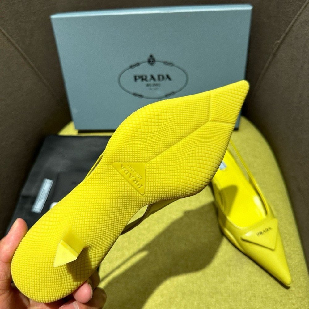Cheap Reps Prada Slingback Pumps in Yellow Padded Leather