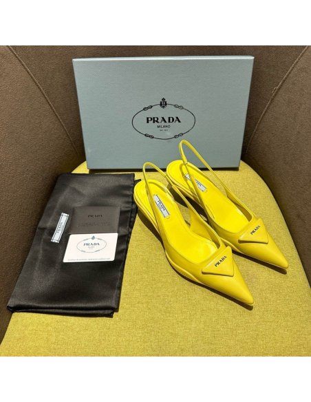 Cheap Reps Prada Slingback Pumps in Yellow Padded Leather