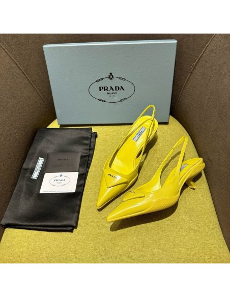 Cheap Reps Prada Slingback Pumps in Yellow Padded Leather