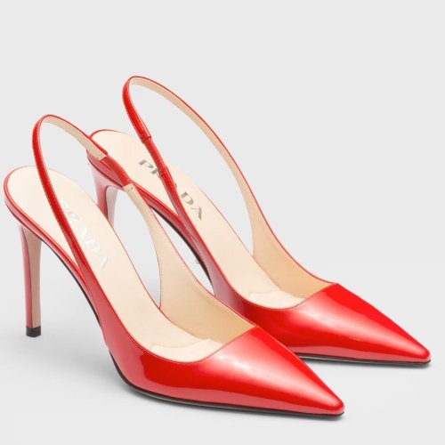 Cheap Reps Prada Slingbacks Pumps 95mm In Red Patent Leather