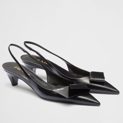 Cheap Reps Prada Slingback Pumps 45mm in Black Brushed Leather