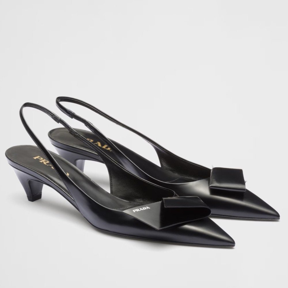 Cheap Reps Prada Slingback Pumps 45mm in Black Brushed Leather