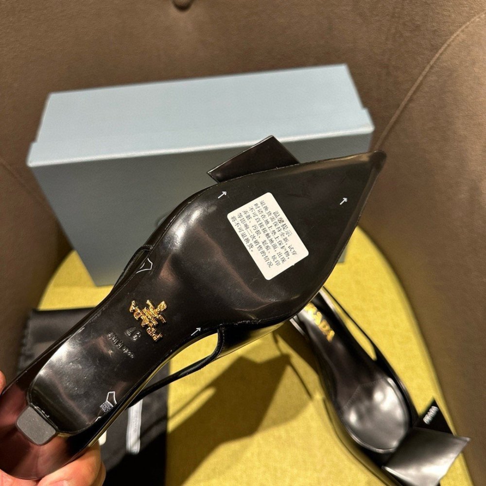 Cheap Reps Prada Slingback Pumps 45mm in Black Brushed Leather