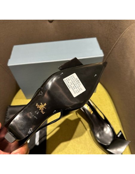 Cheap Reps Prada Slingback Pumps 45mm in Black Brushed Leather