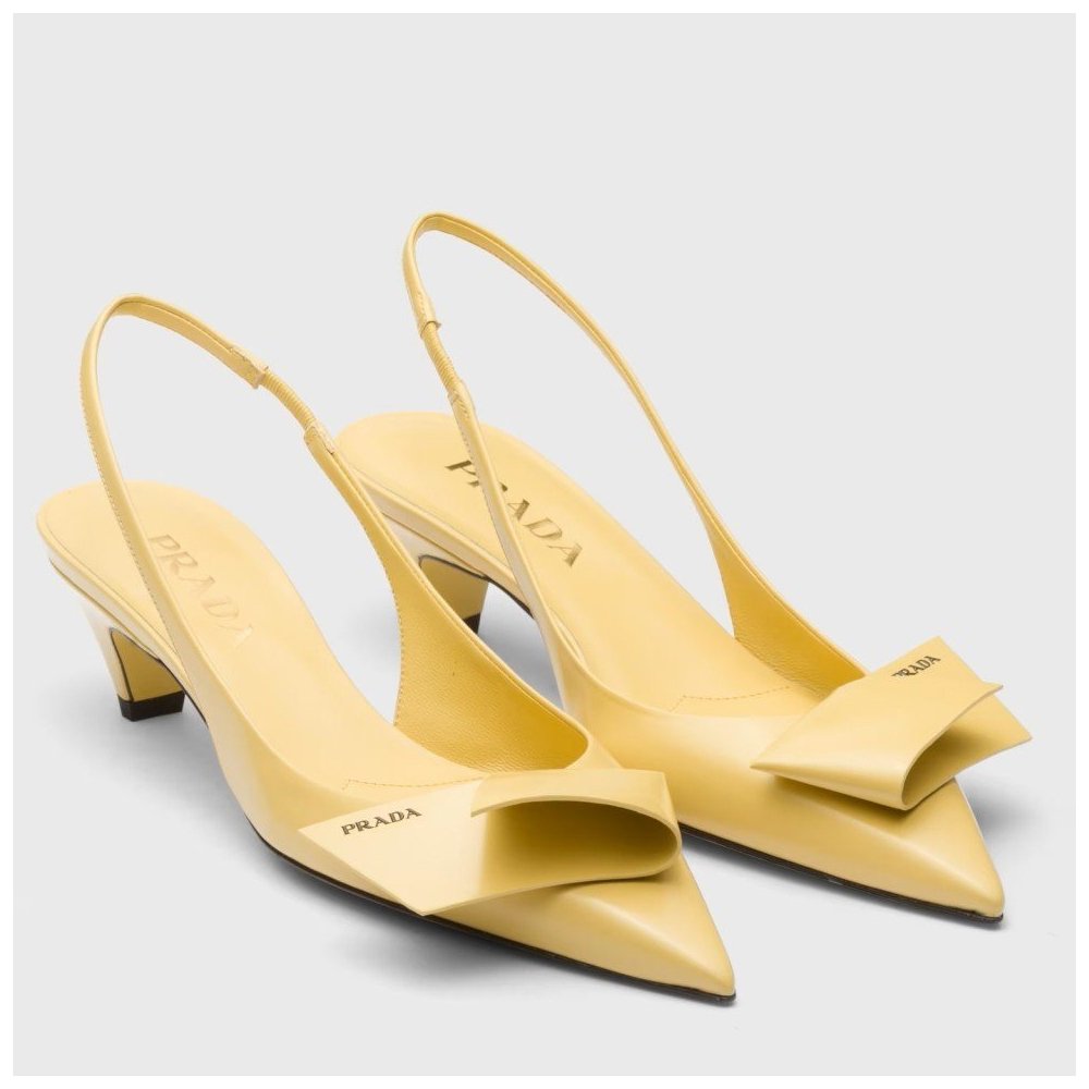 Cheap Reps Prada Slingback Pumps 45mm in Yellow Brushed Leather