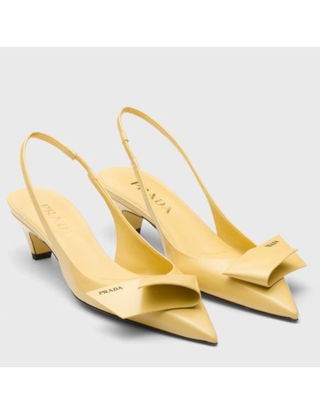 Cheap Reps Prada Slingback Pumps 45mm in Yellow Brushed Leather