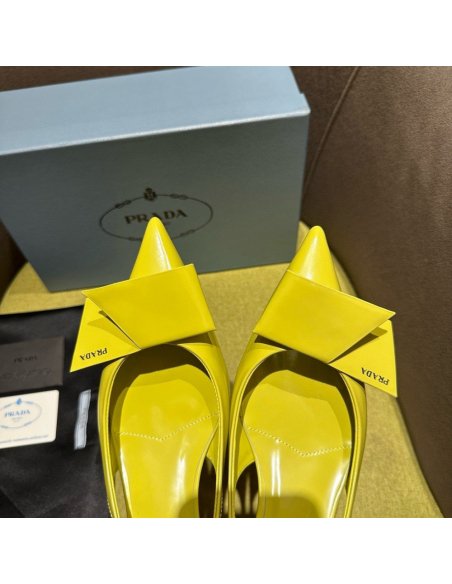 Cheap Reps Prada Slingback Pumps 45mm in Yellow Brushed Leather