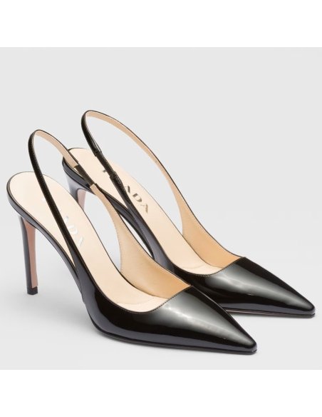 Cheap Reps Prada Slingbacks Pumps 95mm In Black Patent Leather