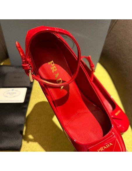 Cheap Reps Prada Pumps 35mm in Red Patent Leather