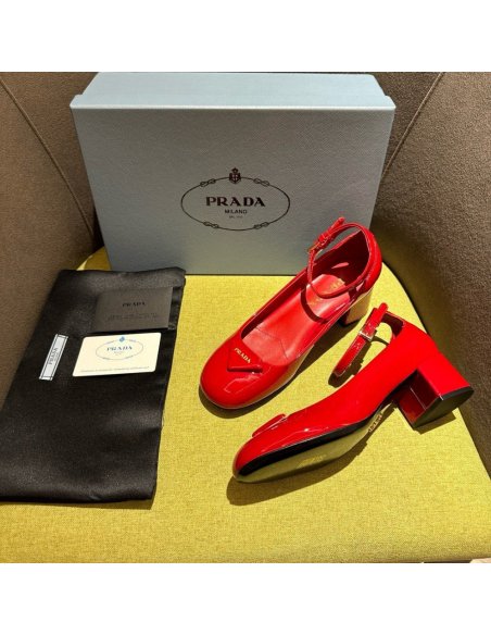 Cheap Reps Prada Pumps 35mm in Red Patent Leather