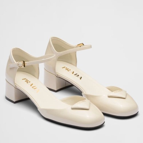 Cheap Reps Prada Pumps 35mm in White Patent Leather