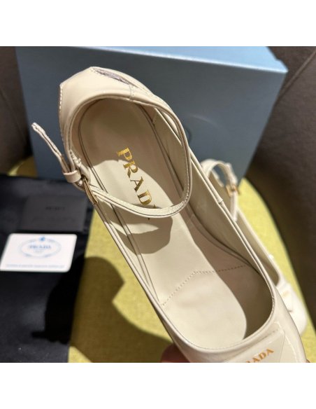 Cheap Reps Prada Pumps 35mm in White Patent Leather