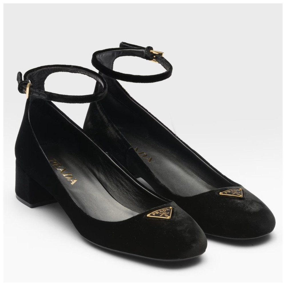 Cheap Reps Prada Pumps 35mm in Black Velvet