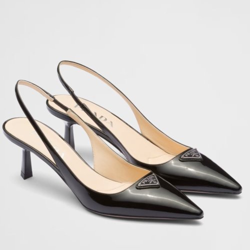 Cheap Reps Prada Slingback Pumps 55mm in Black Patent Leather