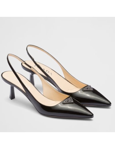 Cheap Reps Prada Slingback Pumps 55mm in Black Patent Leather