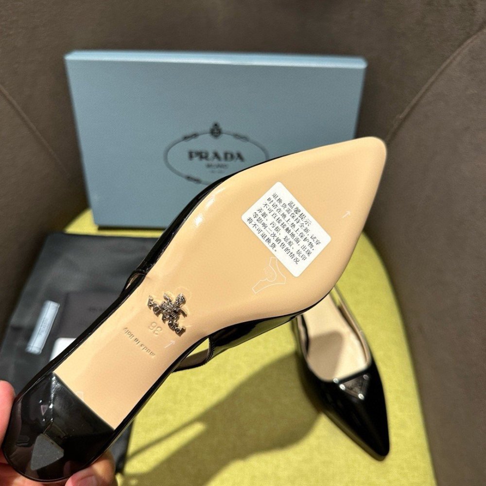 Cheap Reps Prada Slingback Pumps 55mm in Black Patent Leather