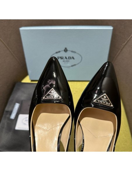 Cheap Reps Prada Slingback Pumps 55mm in Black Patent Leather
